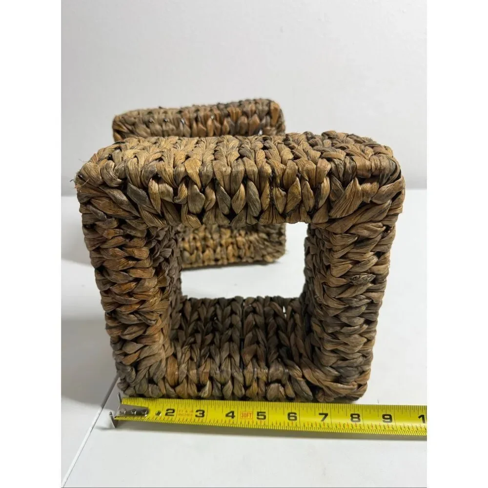 Set of 2 Natural Boho Wicker Rattan Wall  Shelf Padma’s Plantation Furniture